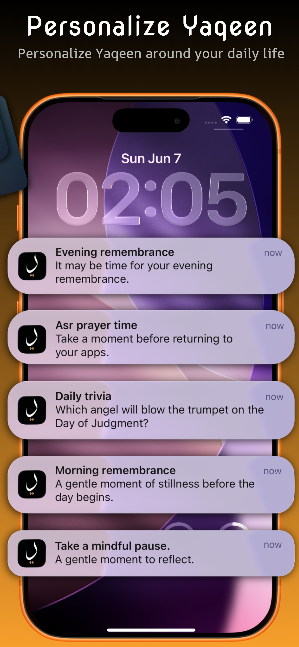 Gentle notifications — personalize Yaqeen